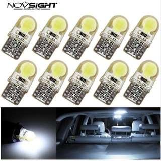 NOVSIGHT T10 LED Car Led Bulbs 194 168 W5W COB 8 SMD LED Silica Bright White/Red/Purple/Blue Pole/License/Cabin Light Bulb White 12V (p.k.a NIGHTEYE)