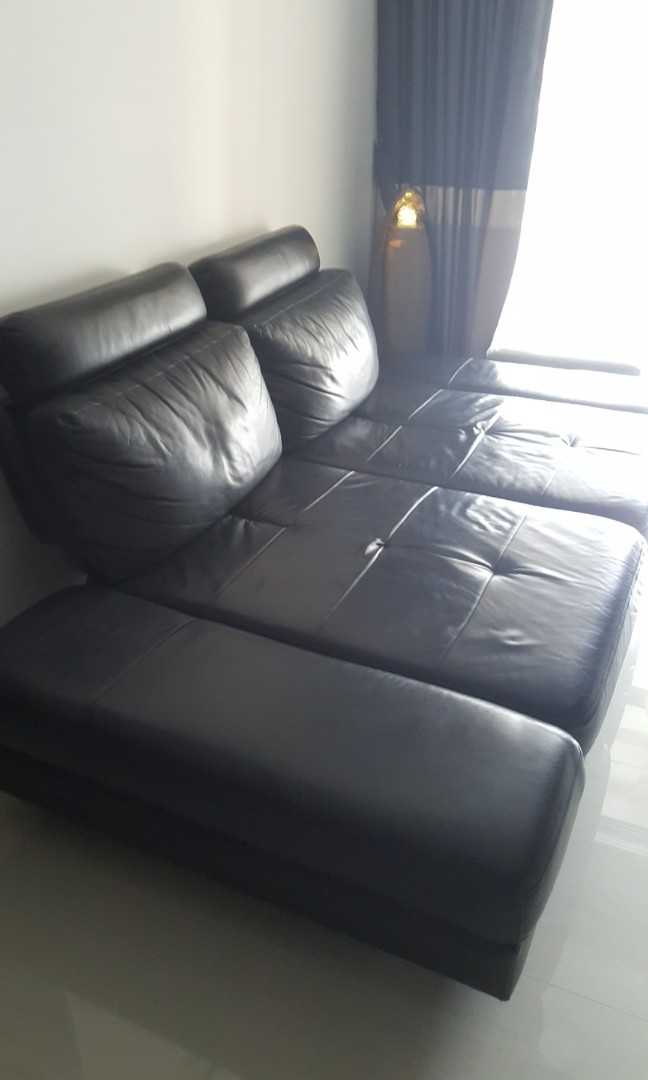Leather Sofa Bed, Furniture & Home Living, Furniture, Sofas on Carousell