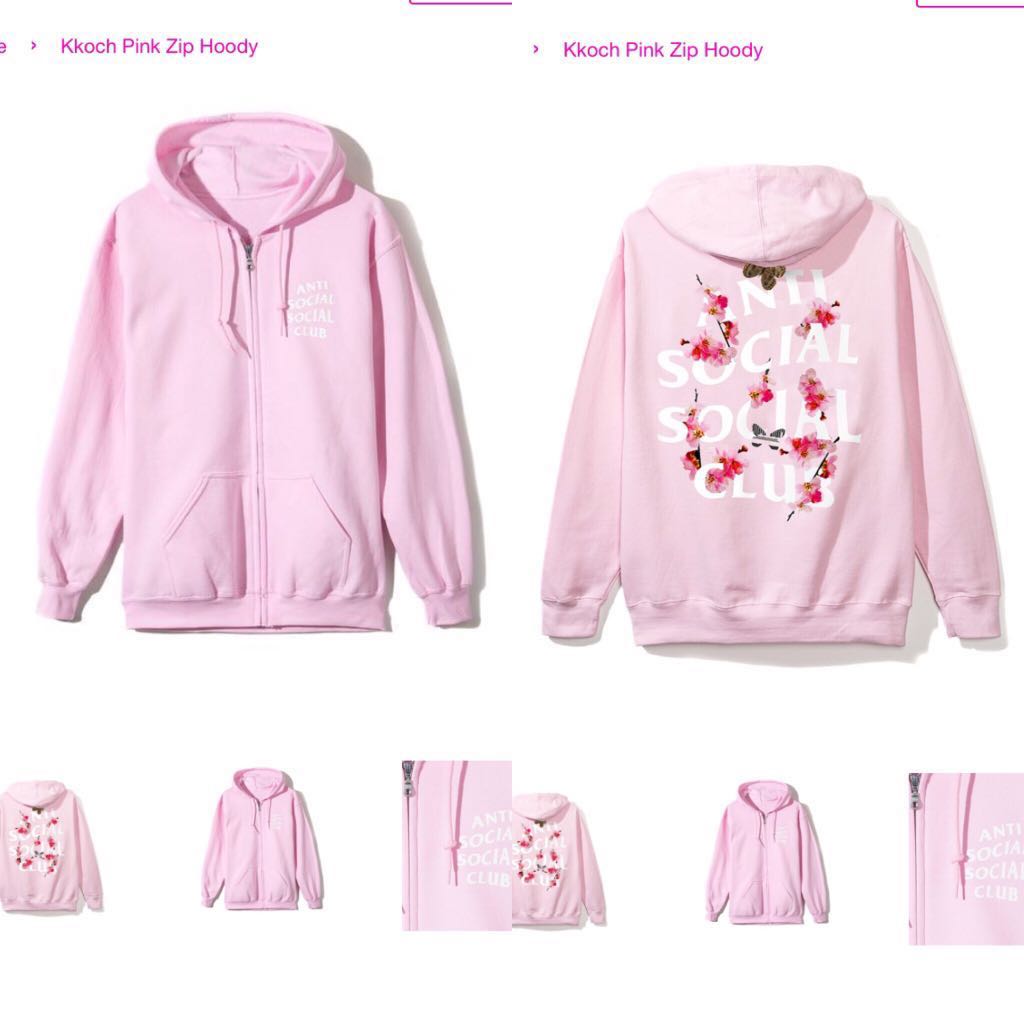 Anti social social club Kkoch Pink Zip up size M Men s Fashion Tops Sets Tshirts Polo Shirts on Carousell