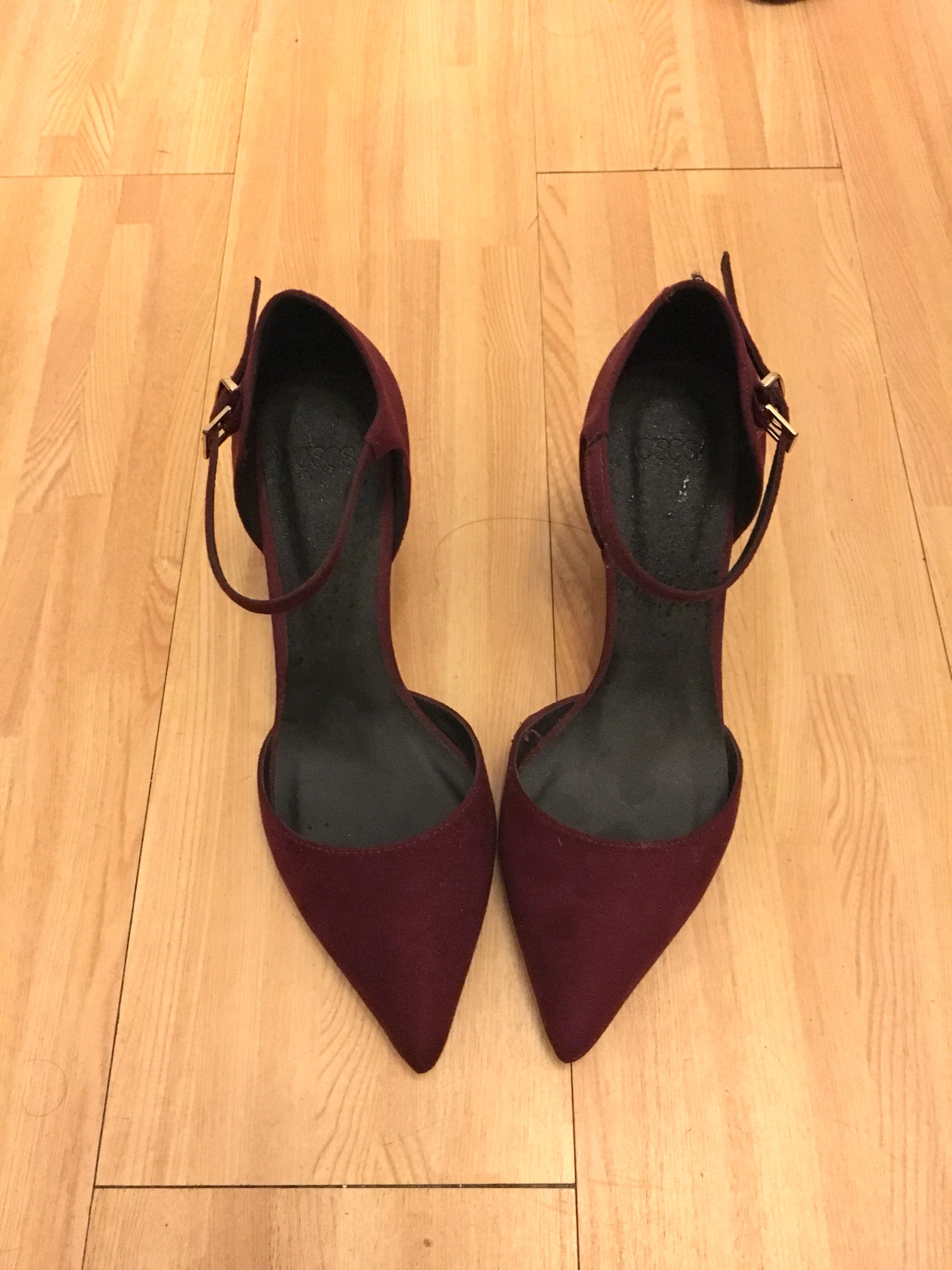 burgundy pointed heels