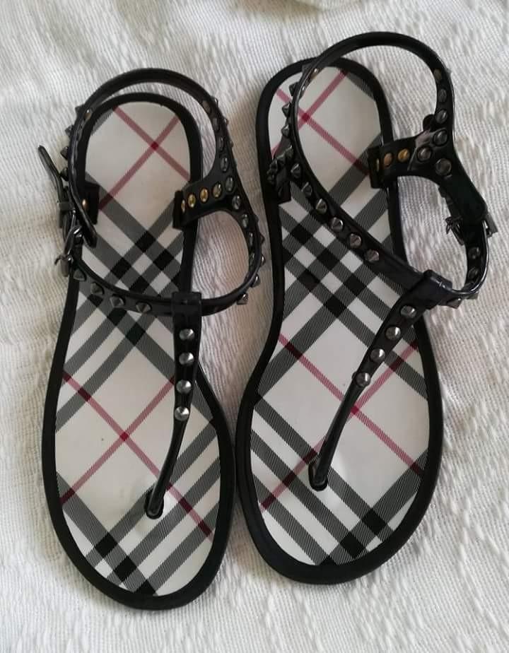 Authentic burberry studded jelly sandals, Luxury, Apparel on Carousell