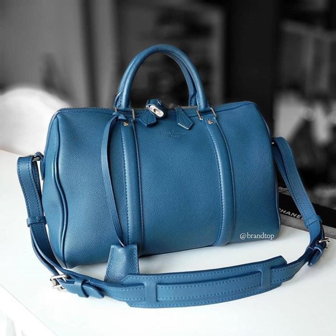 Authentic Louis Vuitton Blue Calf Leather Sofia Coppola MM Bag Purse  Satchel WOW