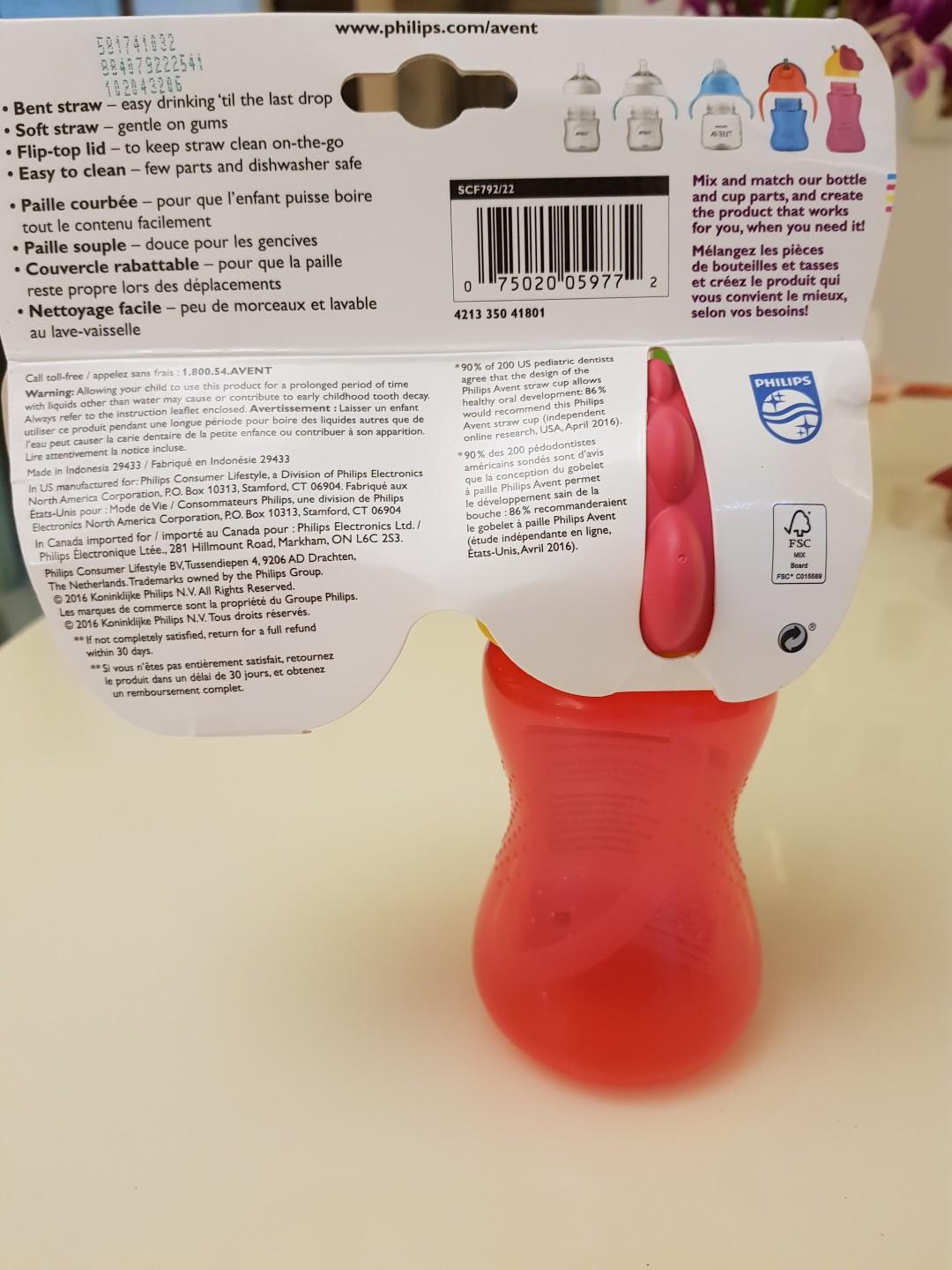 Avent 2/ pi/èces de gobelets /à paille courb/ées pour enfants