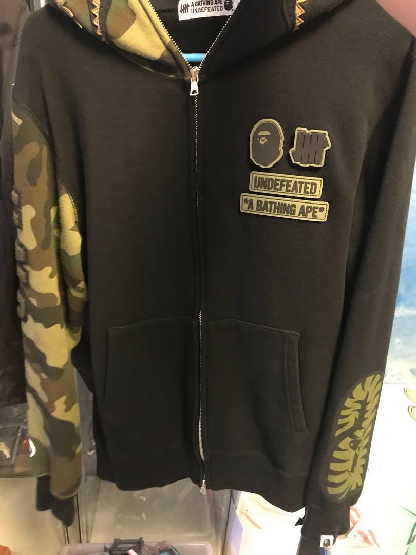 Bape X Undefeated Woodland Camo Shark Hoodie L