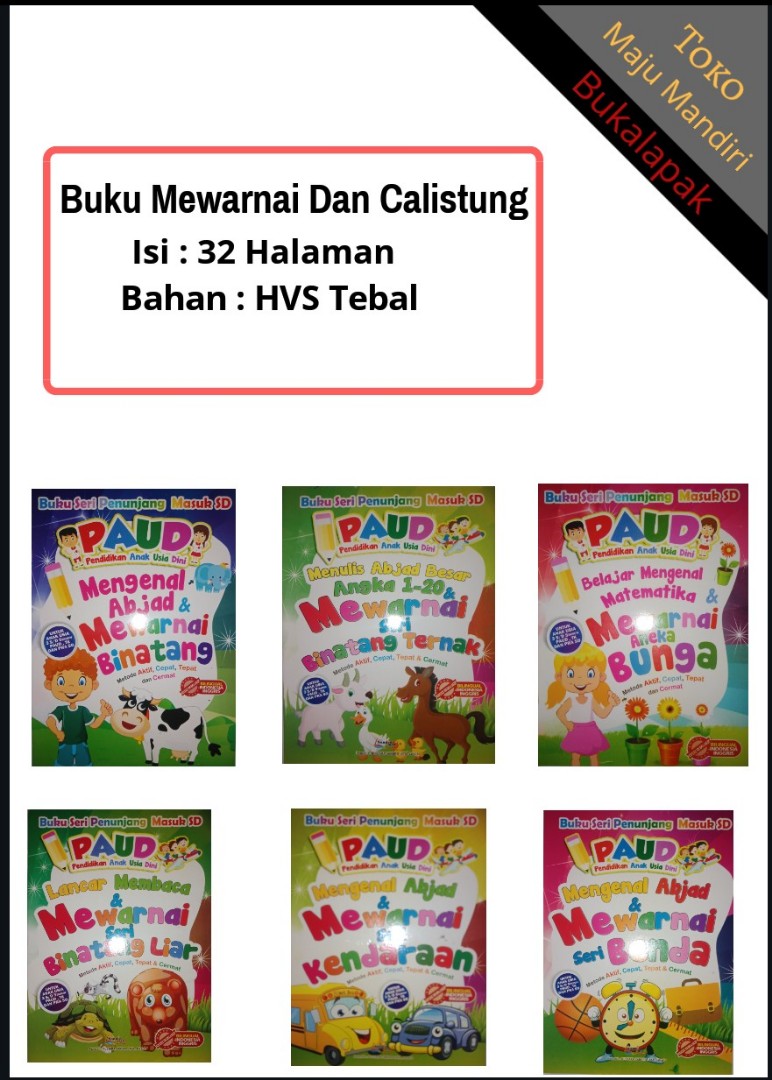 Buku mewarnai dan calistung untuk PAUD TK SD