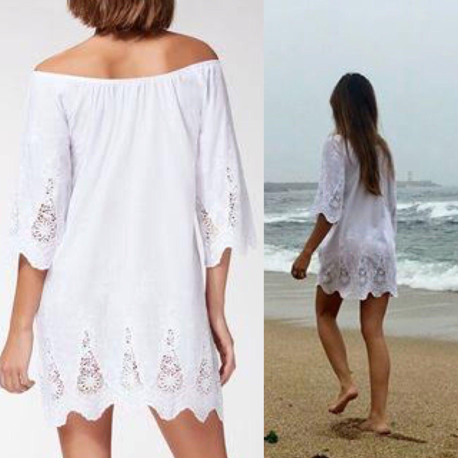 Calzedonia Eyelet Off shoulder beach dress