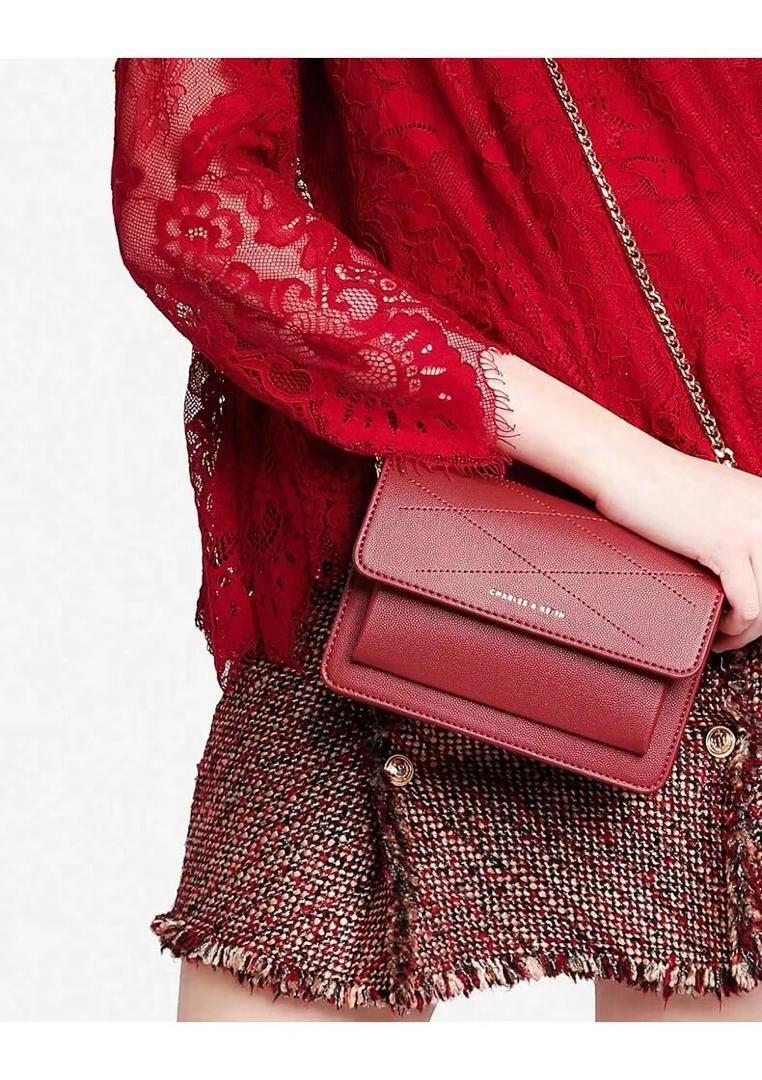 charles and keith top stitch detail crossbody bag