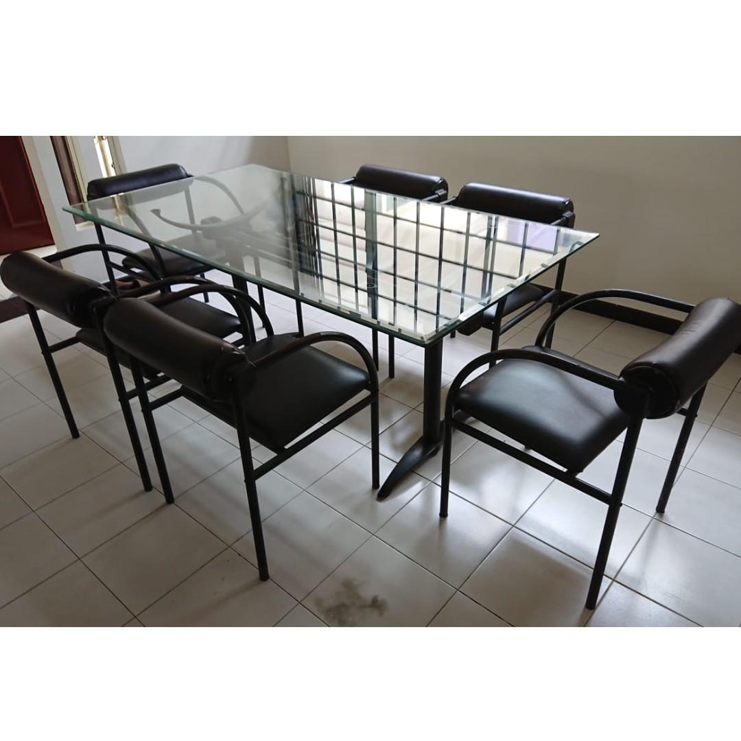 Glass Dining Table & Chairs, Furniture & Home Living, Furniture, Tables ...