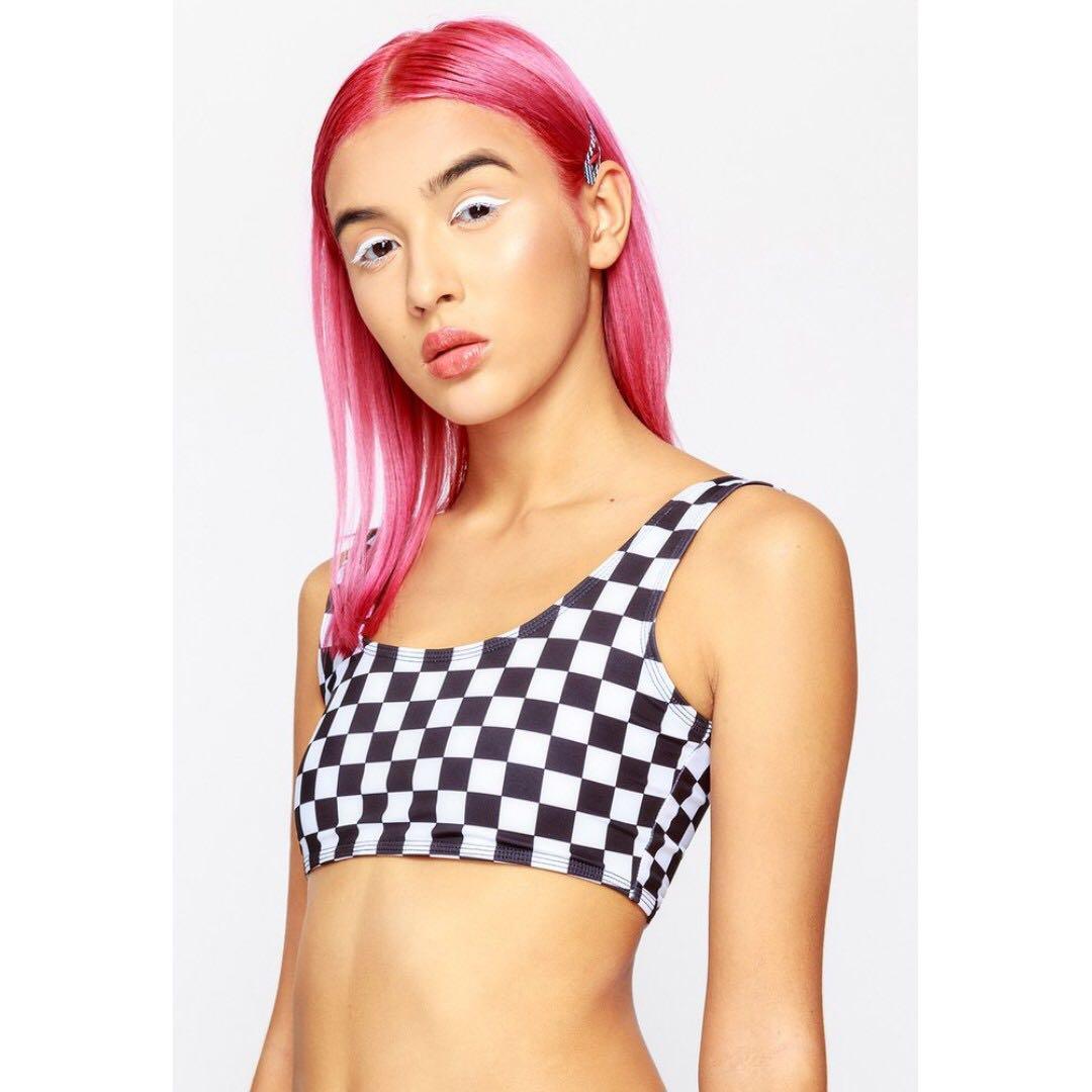 checkered sports bra