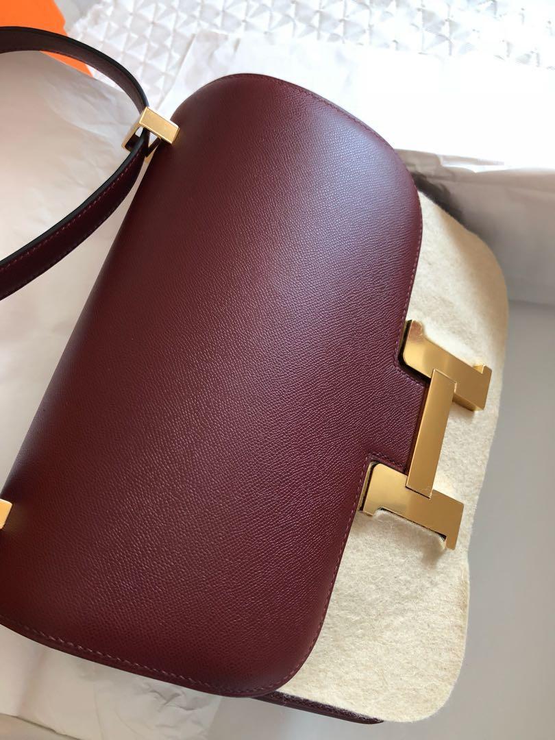 Hermes Constance 24cm 55 Rouge H colour with Gold Buckle