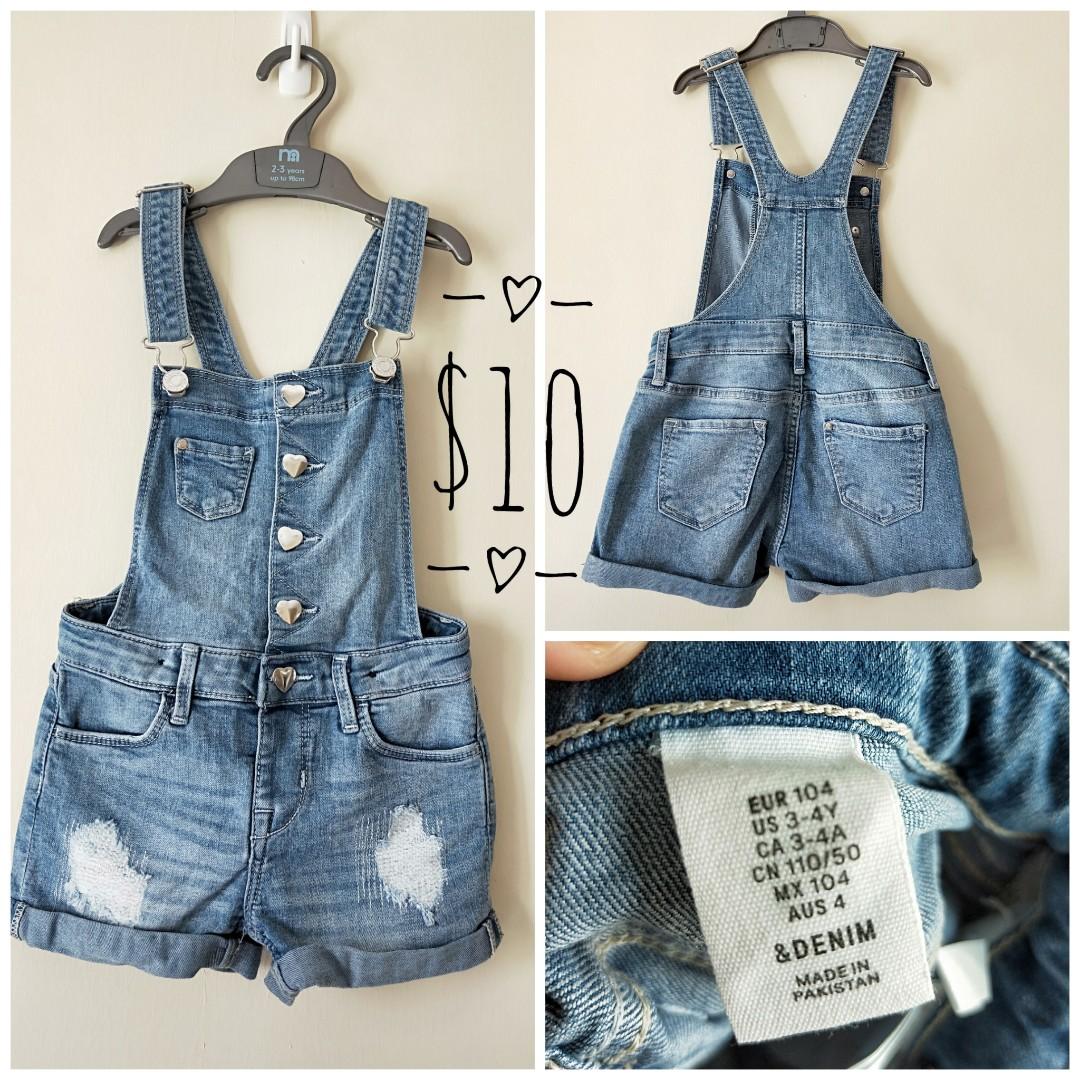 H M Denim Jumper Babies Kids Girls Apparel 4 To 7 Years On Carousell