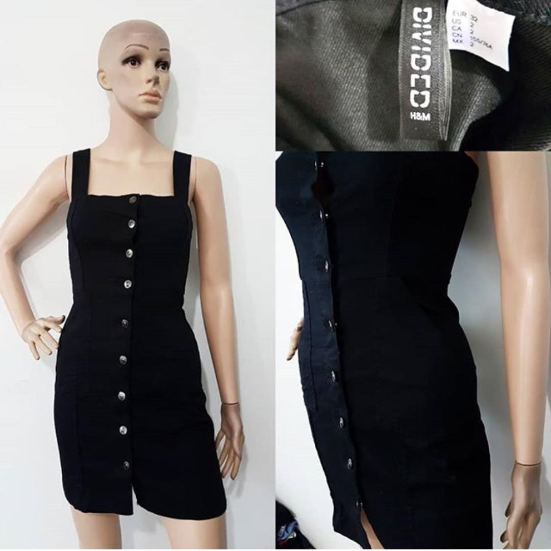 h&m black overall dress