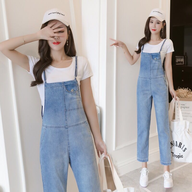 square neck denim jumpsuit