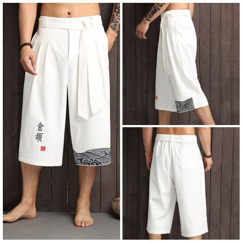 Mens Japanese Wide Leg Pants Streetwear Loose Black Pants, Men's