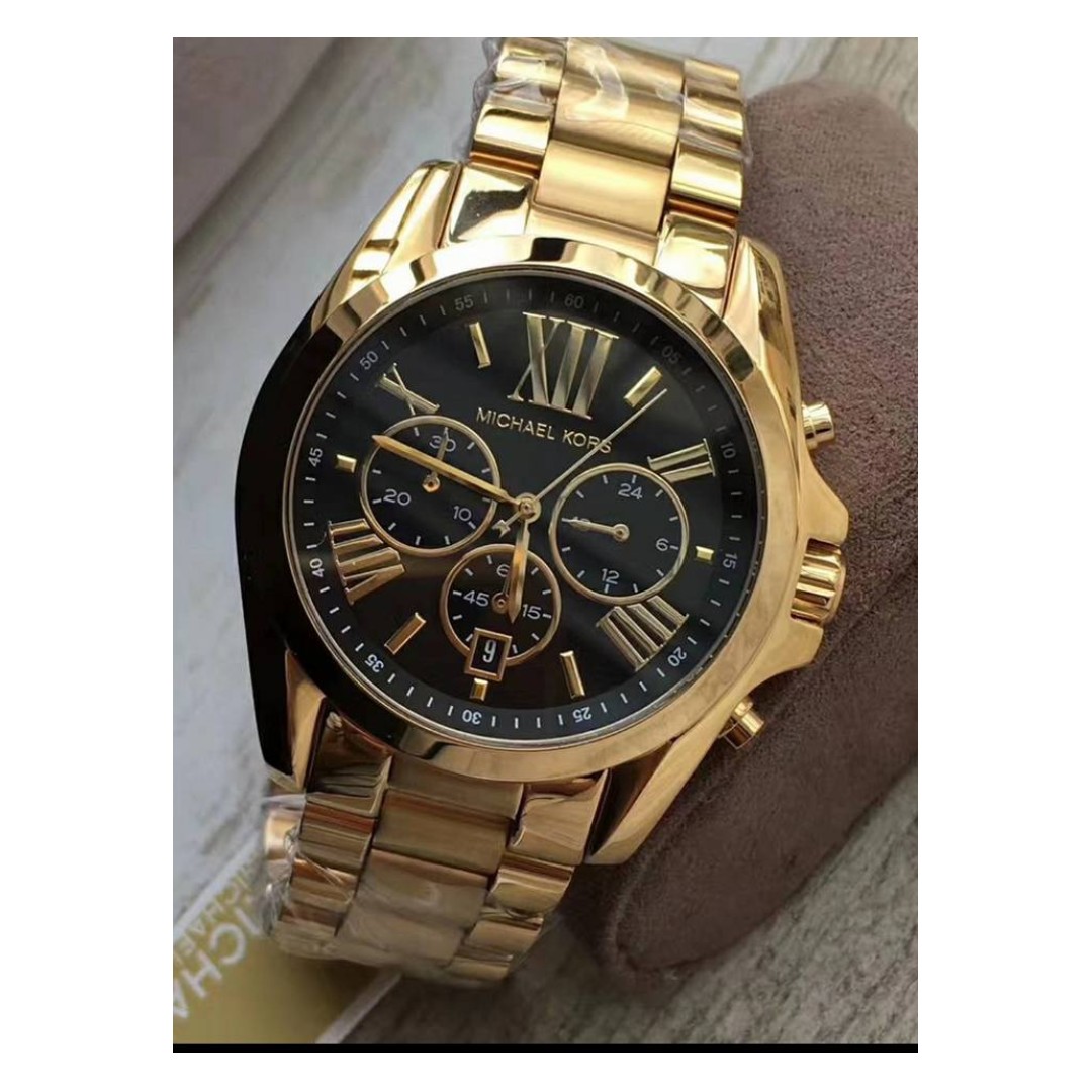 Michael Kors Mid Size Bradshaw Chronograph Black Dial Gold tone Women s Watch MK5739