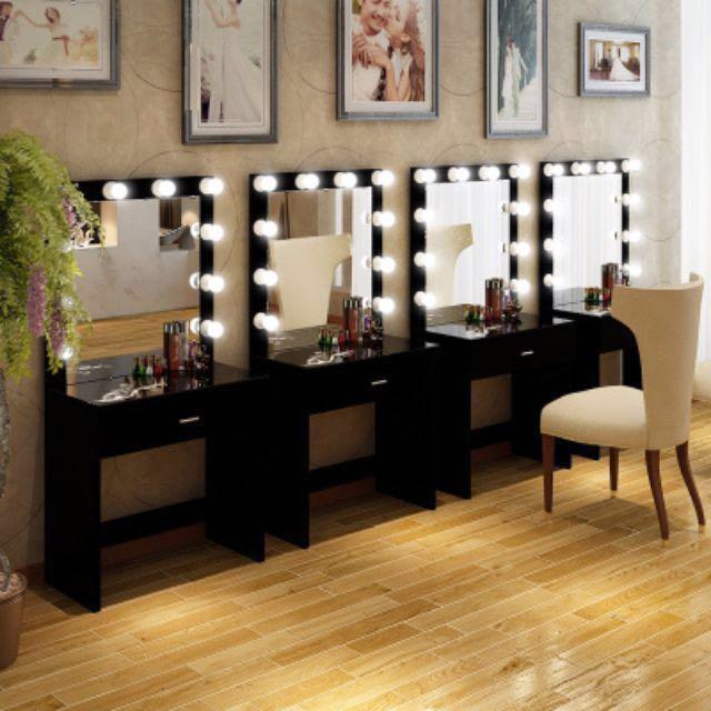 Modern Studio Dressing Table With 10 Led Lightbulbs Tempered Glass Modern Studio Dressing Table With 10