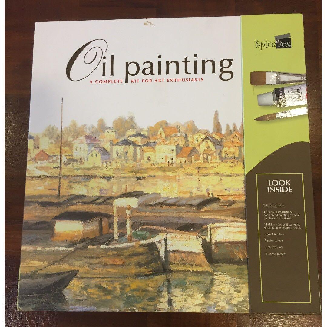 Oil Painting Kit With 25cm X 20cm Blank Canvas Includes Art Guide