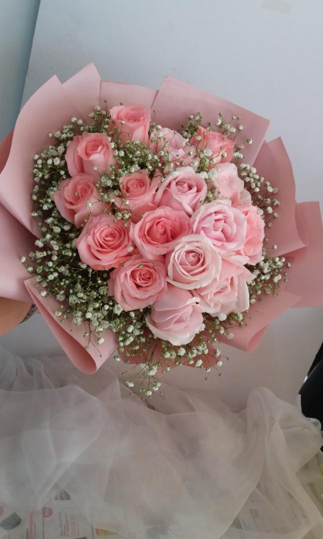 #039 | 16 Pink Rose Bouquet | Birthday | Anniversary | Valentines ...