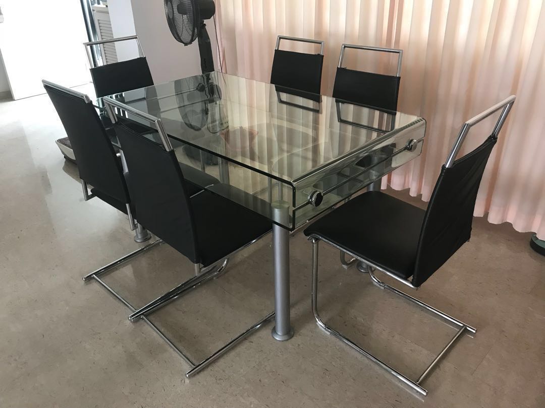Double layer glass dining table cheap