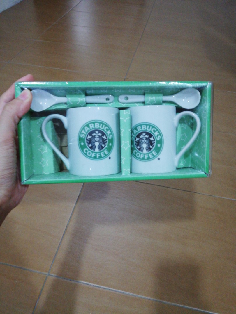 STARBUCKS MUG SET WITH SPOONS, Furniture & Home Living, Kitchenware