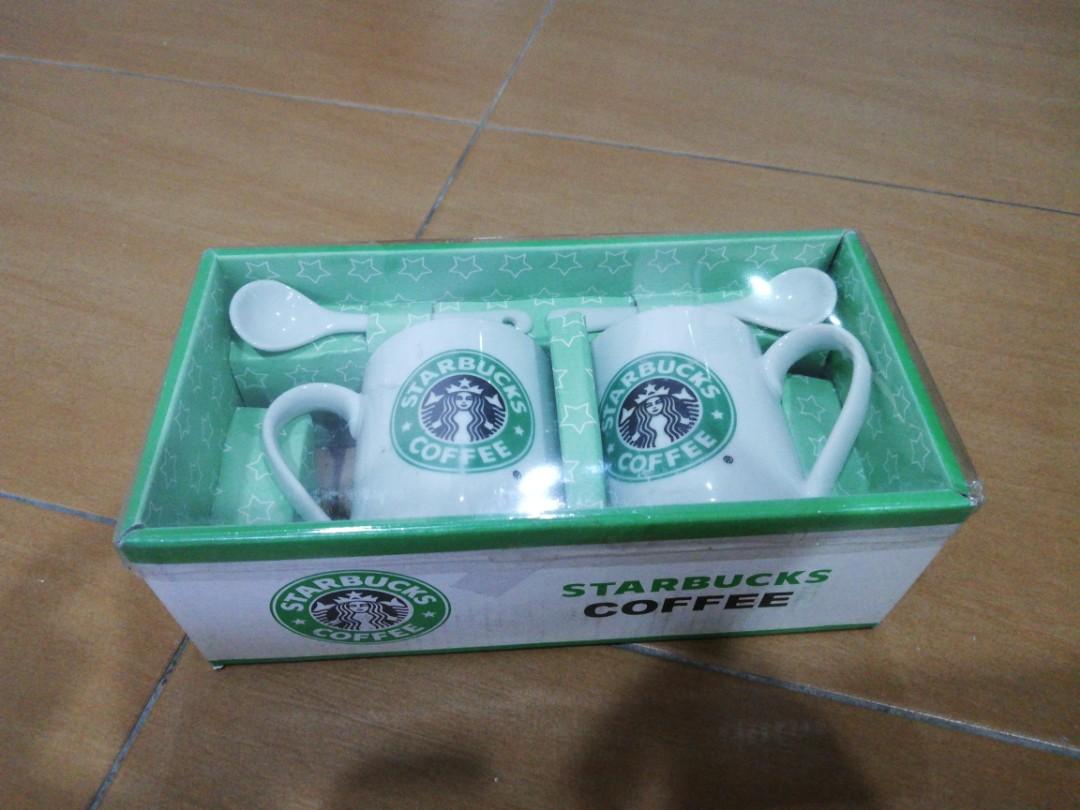 STARBUCKS MUG SET WITH SPOONS, Furniture & Home Living, Kitchenware