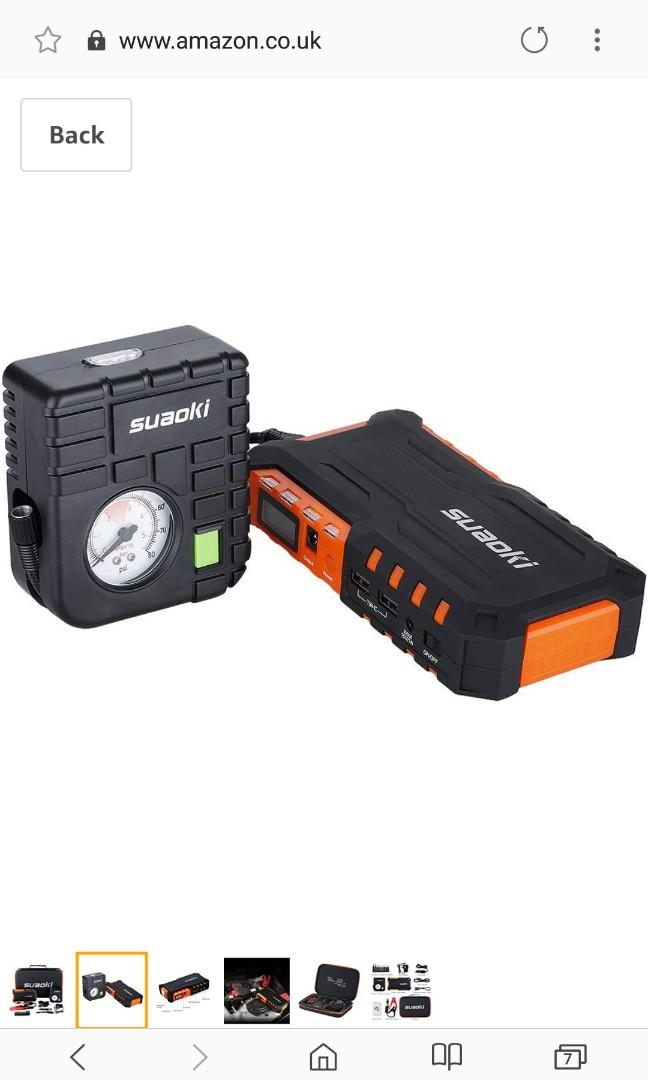 Suaoki G7PLUS Car Jump Starter Battery 600A 18000mAh with Air