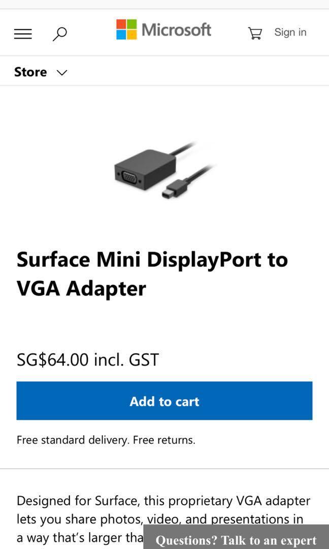 Surface Mini Display Port To Vga Adapter Electronics Computer Parts Accessories On Carousell