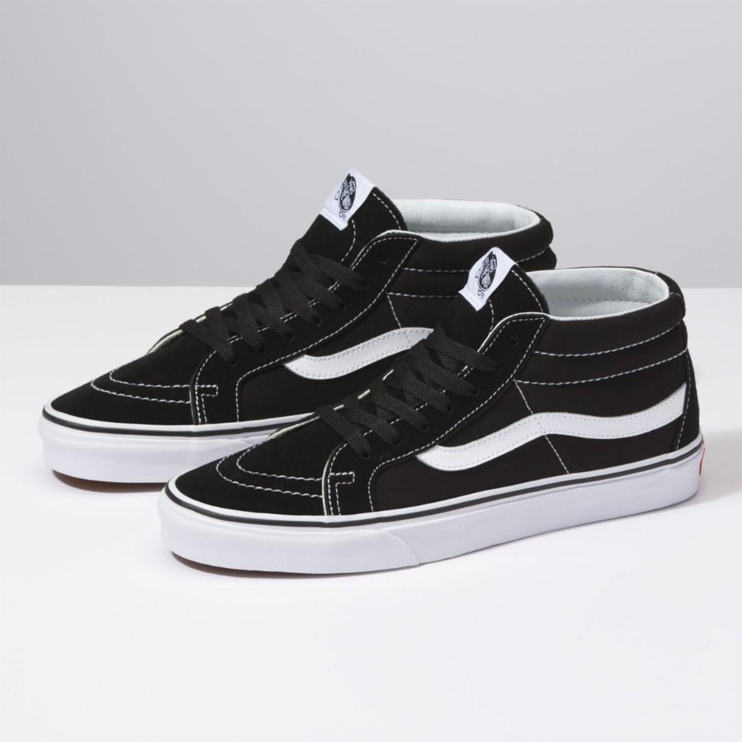 VANS: Sk8-Mid Reissue - Black, Women's Fashion, Shoes, Sneakers on Carousell