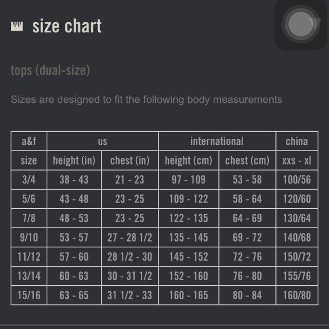 abercrombie youth size chart