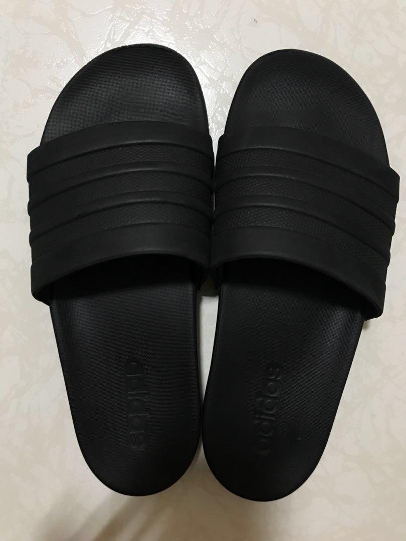 Adidas Adilette Cloudfoam Plus Mono Slides - Black UK7, Men's Fashion,  Footwear, Slippers \u0026 Sandals on Carousell