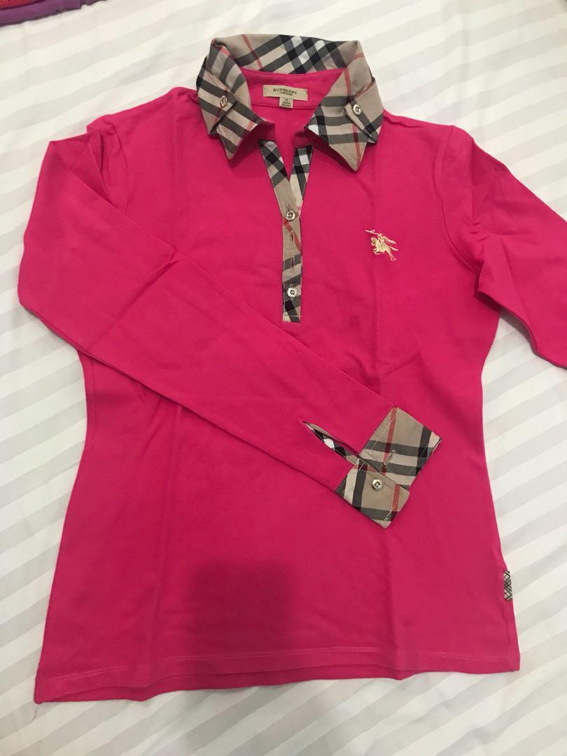 pink polo shirt, Fesyen Wanita, Pakaian 