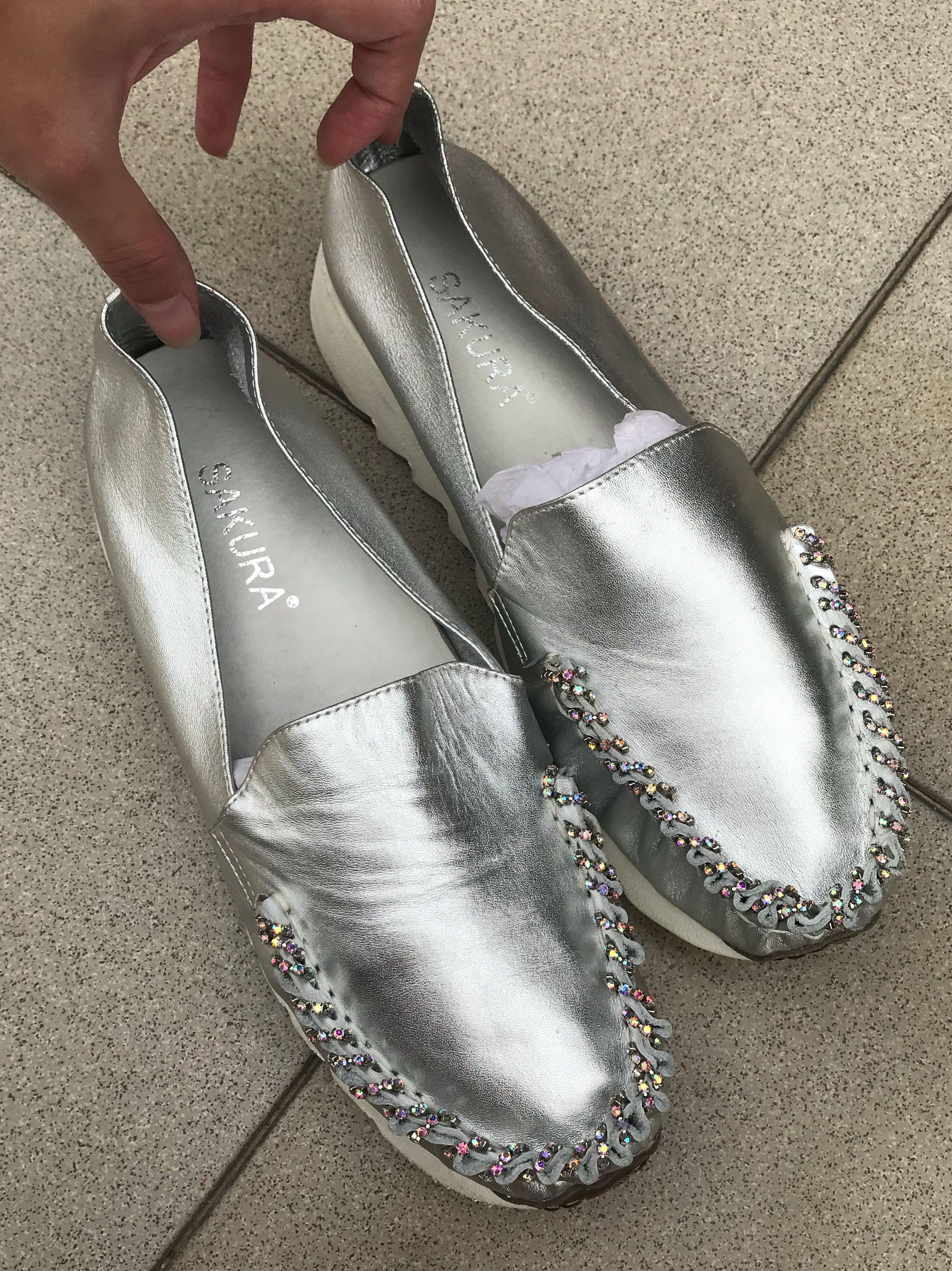 comfy silver shoes