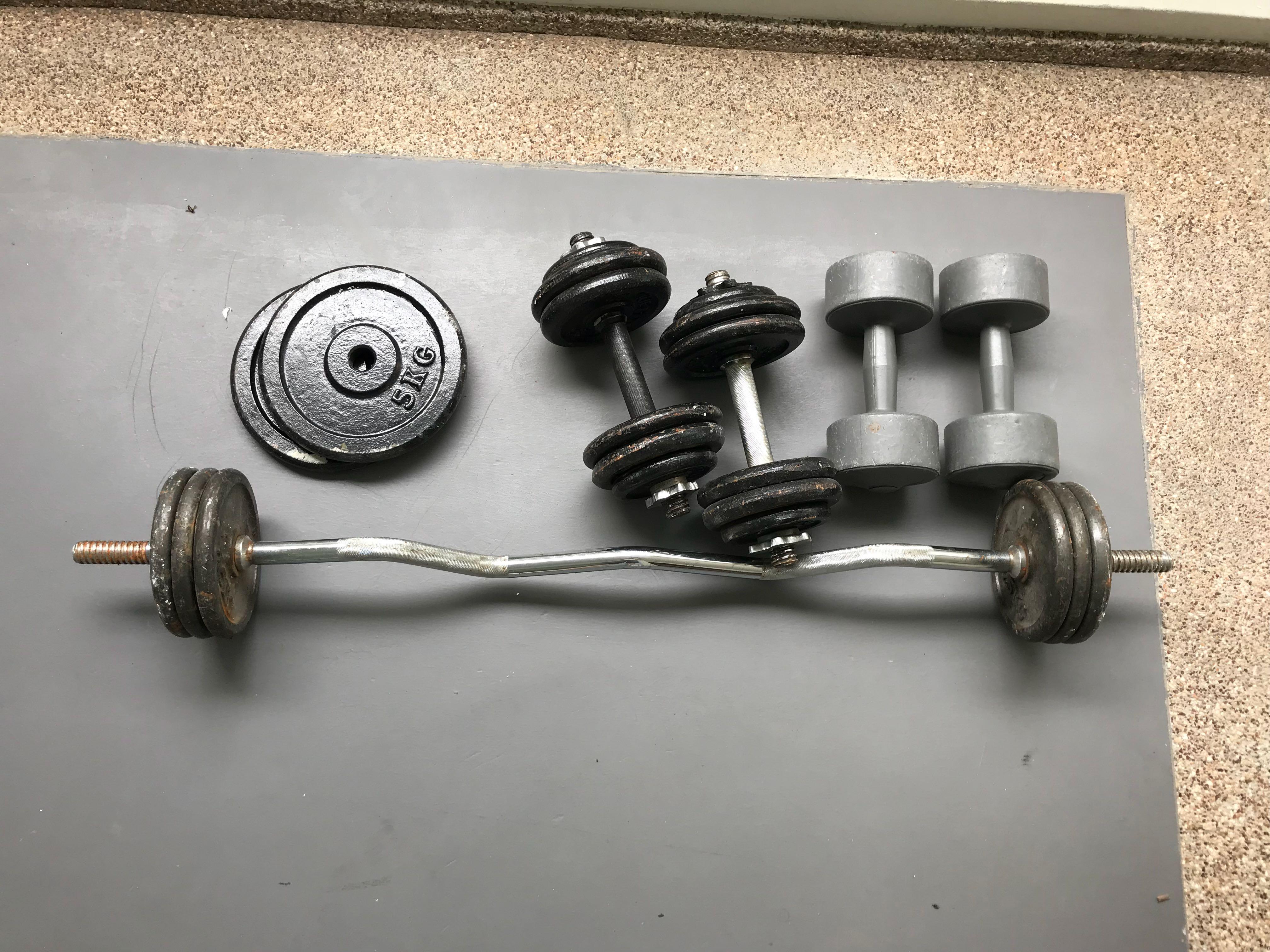 dumbbells and barbells