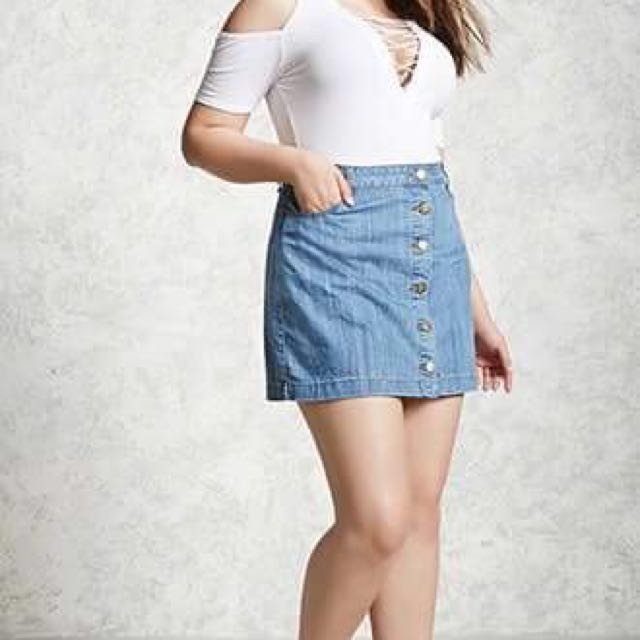 Plus size button skirt clearance