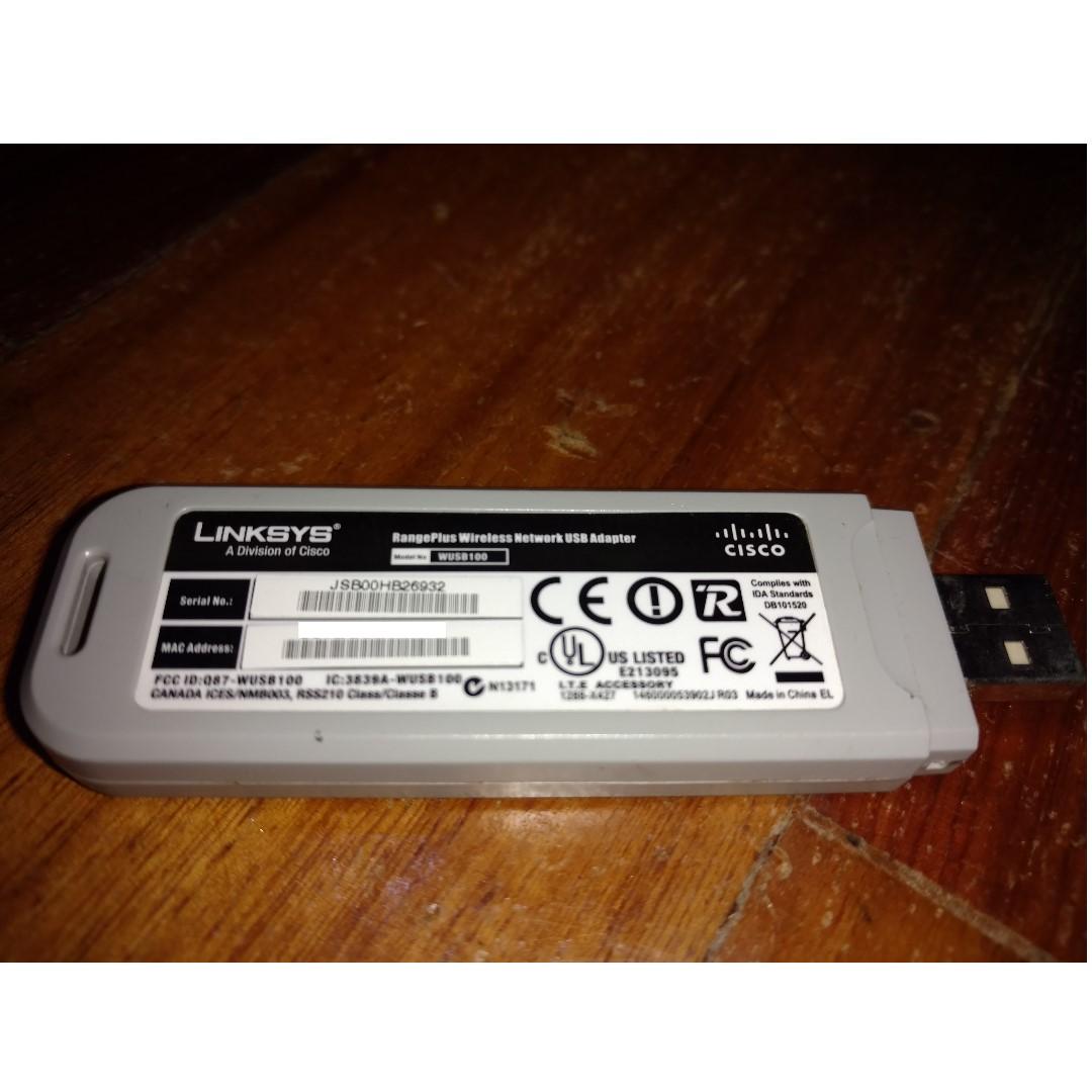 Cisco Linksys Rangeplus Wireless WiFi WUSB100 USB Adapter WLAN, Computers & Tech, Parts