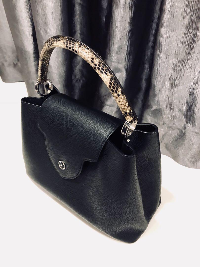 Louis Vuitton 2018 Snakeskin-Trimmed Capucines PM - Handle Bags, Handbags