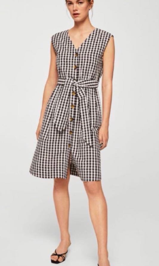 Mango gingham dress clearance