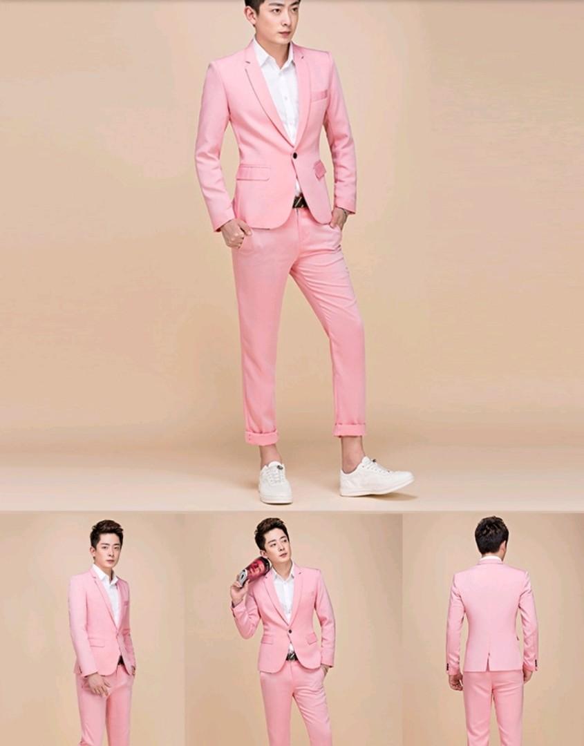 pink blazer Men slim fit suit plus size 
