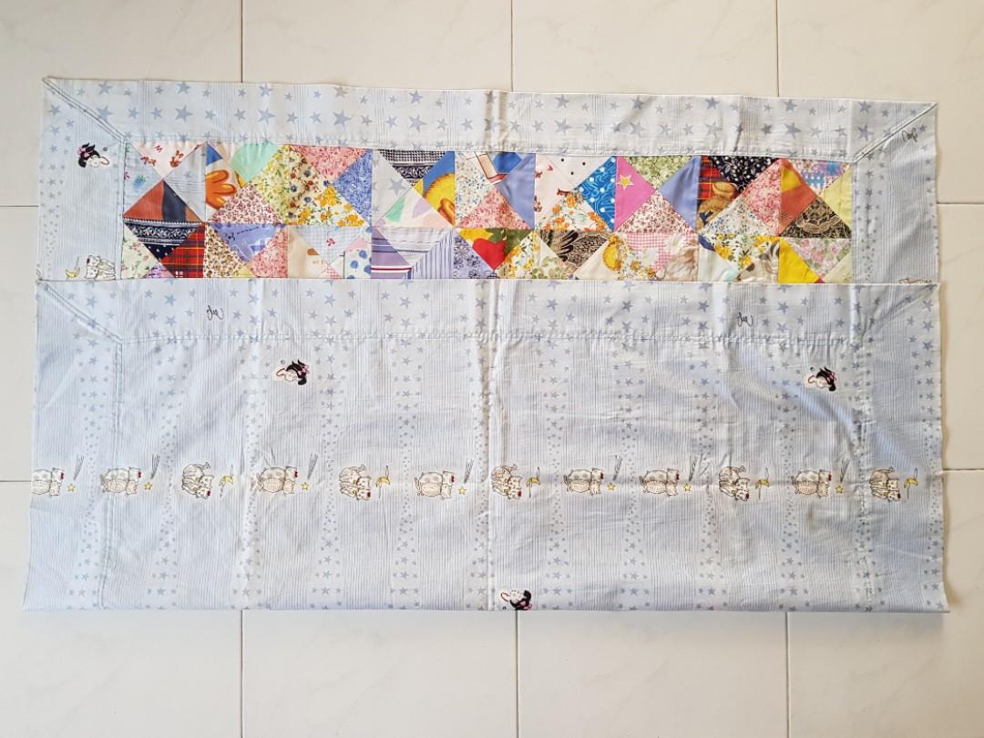 Patchwork Blanket (Category: Changing Mats & Accessories) located in Singapore. Submitted by cokelite (Listing ID 190251404, Image 4). Description: Dimension: 100cm by 95cm. Due to storage, some parts have turned yellow. See photo 5..
