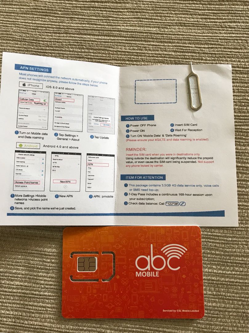 Prepaid Hong Kong Travel Sim Card, Everything Else on Carousell