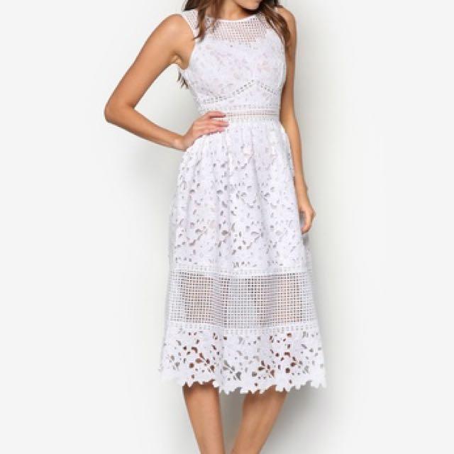 miss selfridge white midi dress