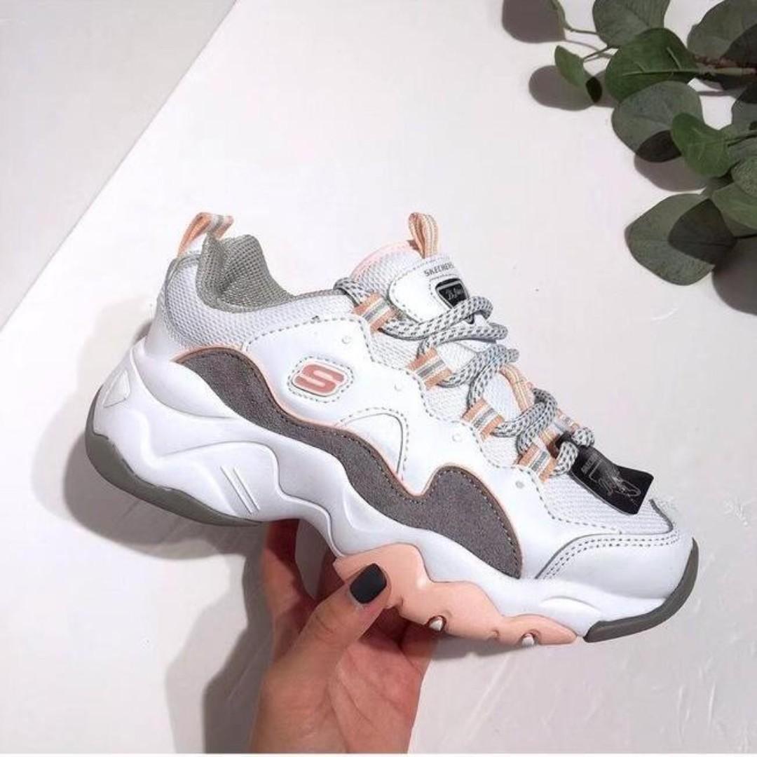 Skechers D Lites 3 White Pink Women S Fashion Shoes On Carousell
