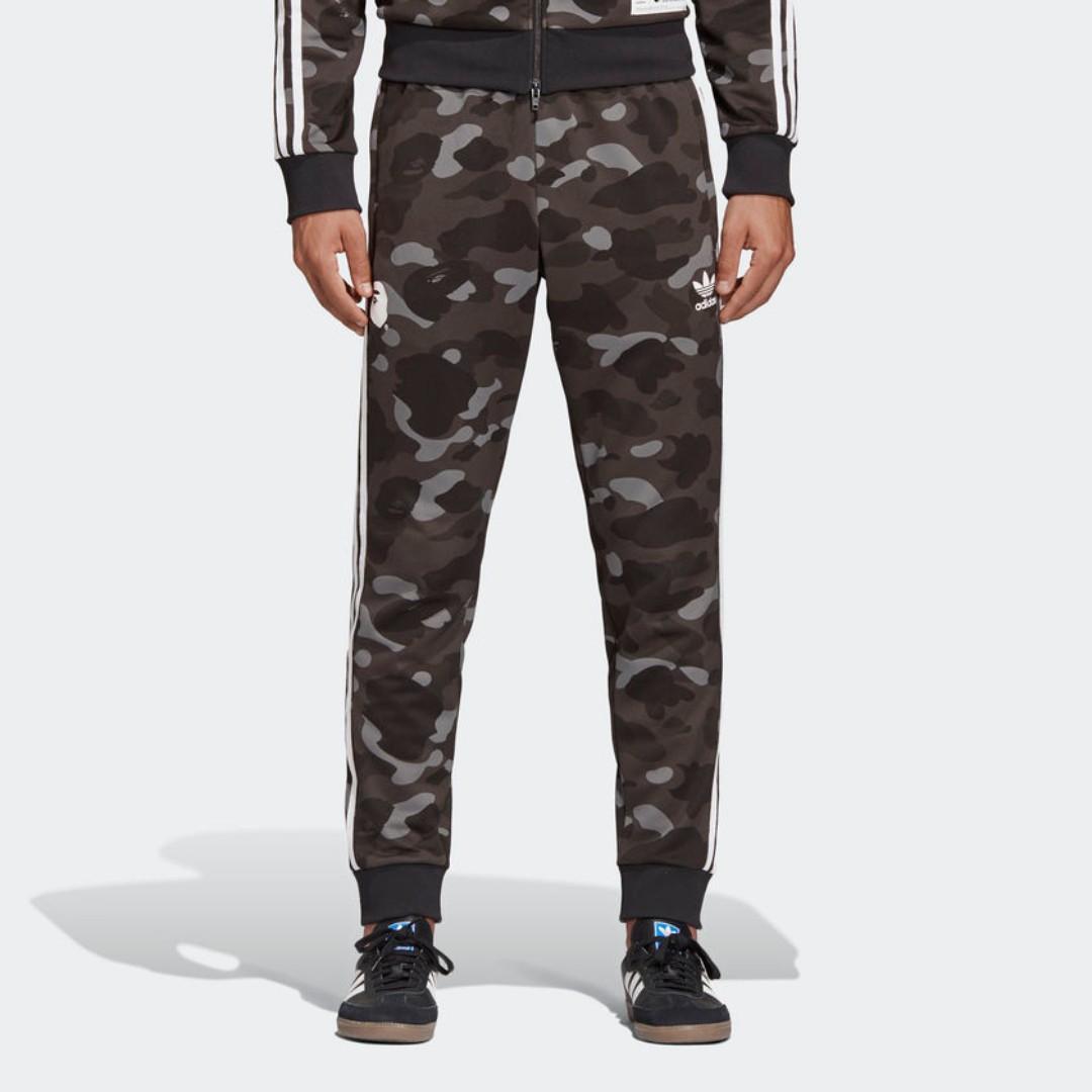 Small Bape x Adidas Track Pants Cinder Black Men s Fashion Bottoms Joggers on Carousell