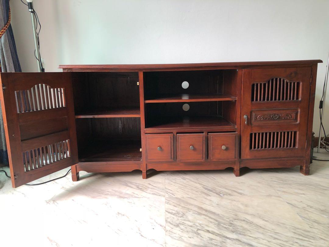 Solid Wood Tv Entertainment Cabinet Furniture Shelves Drawers On Carousell