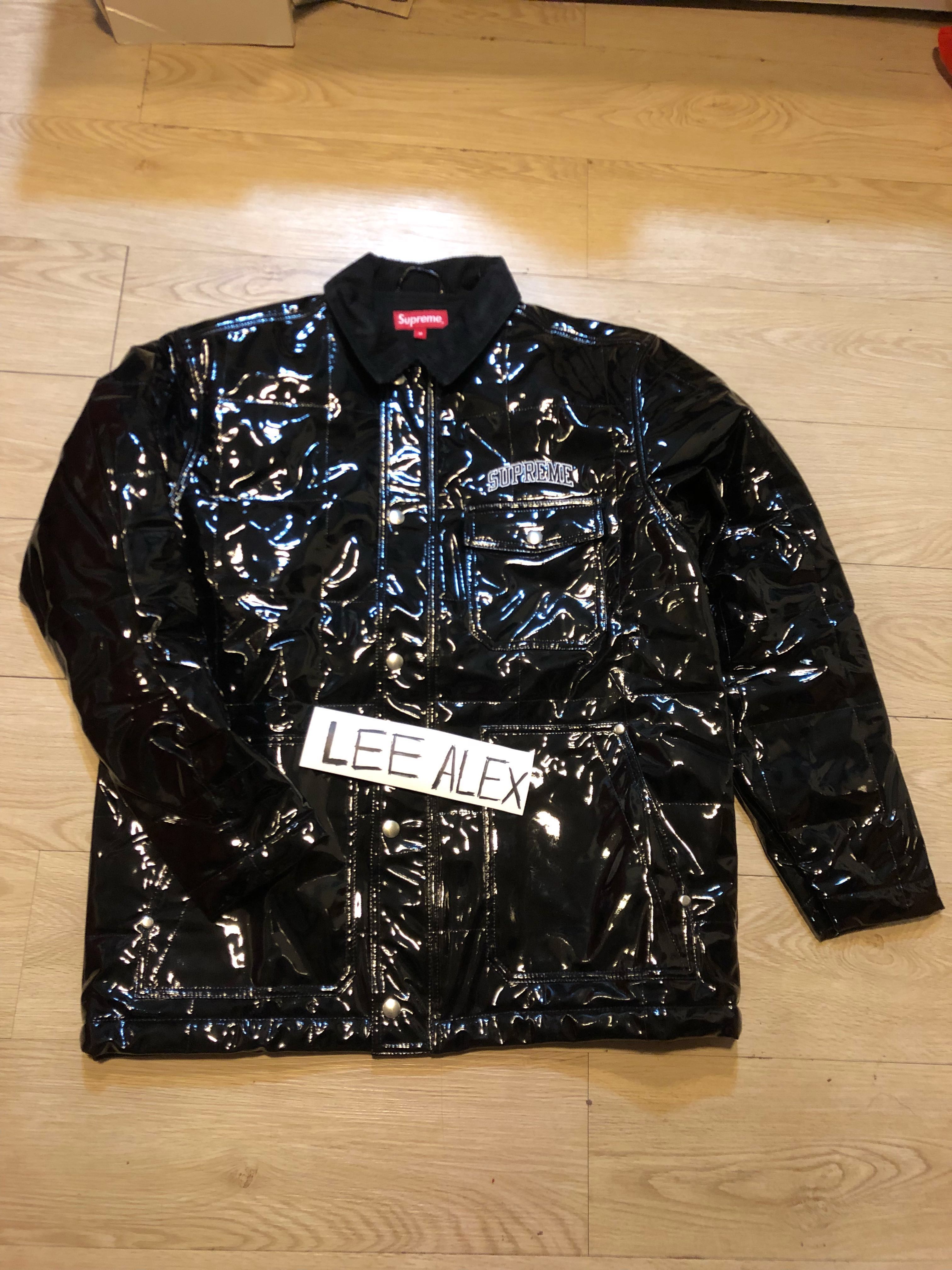 Quilted patent vinyl work jacket sales