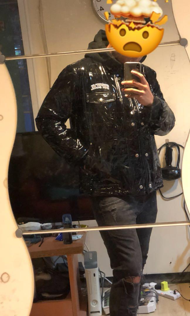 supreme quilted patent vinyl work jacket