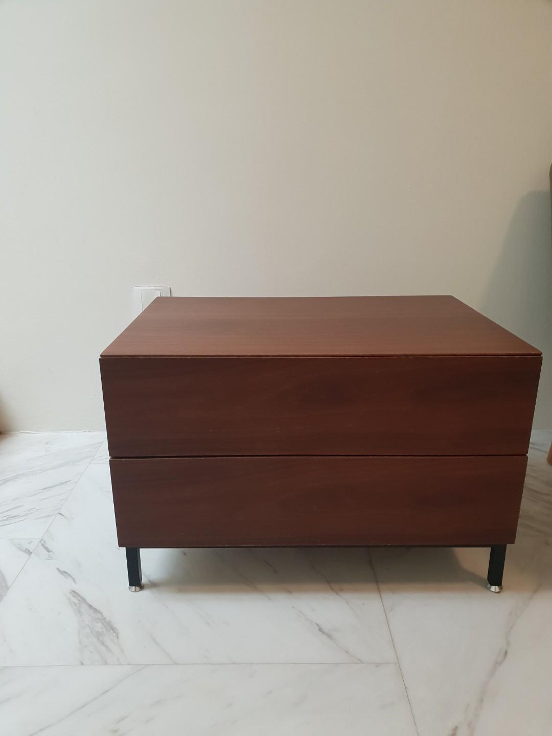 Walnut Coloured Bed Side Table With Drawers Price Reduced