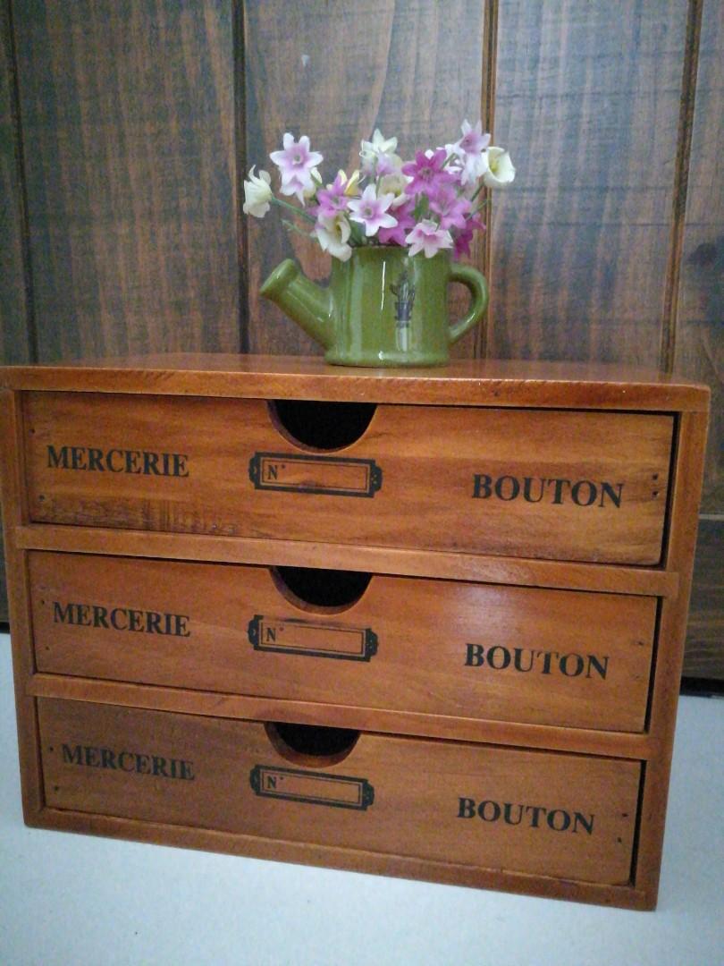 Zakka 3 Drawer Wooden Storage Box Furniture Shelves Drawers On