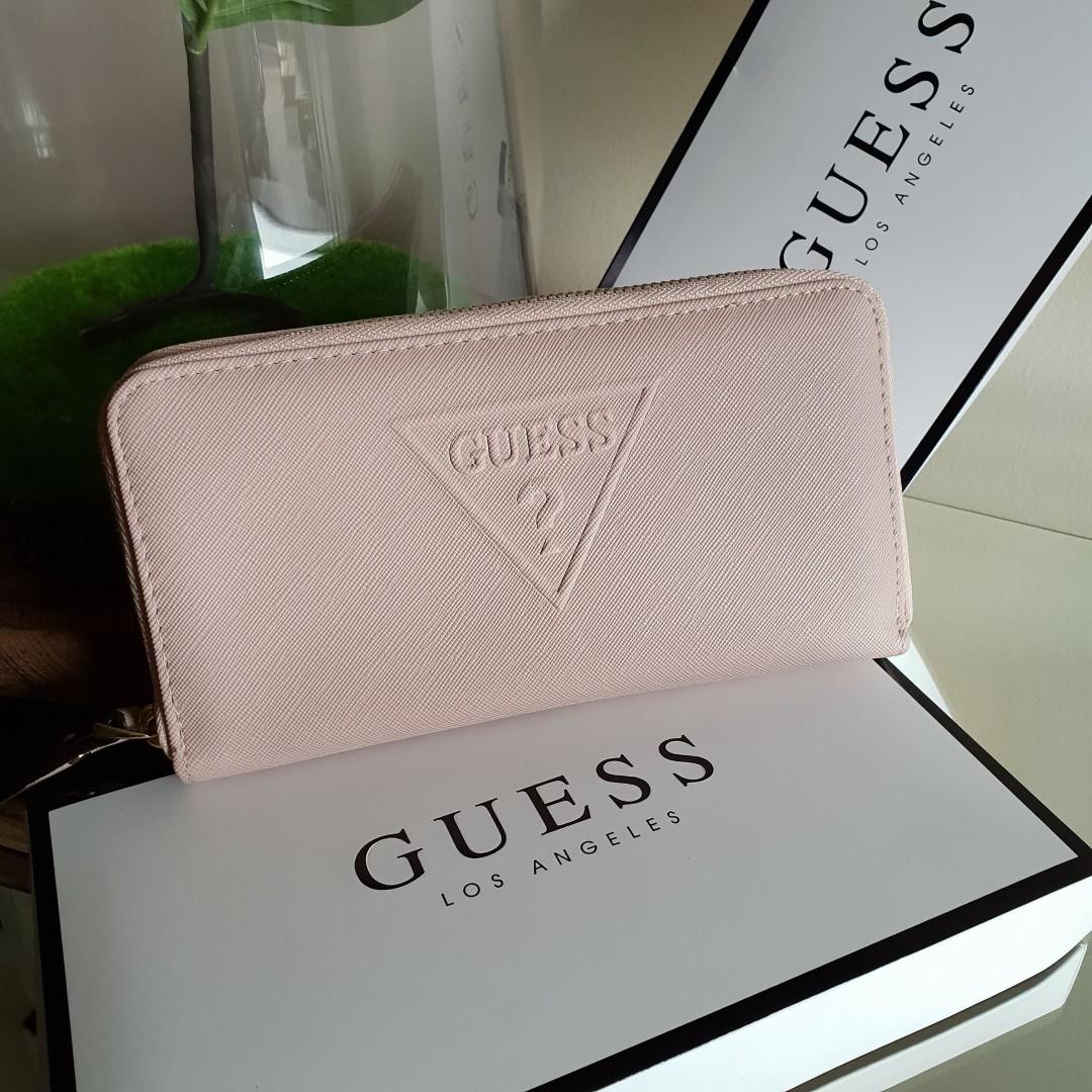 light pink guess wallet
