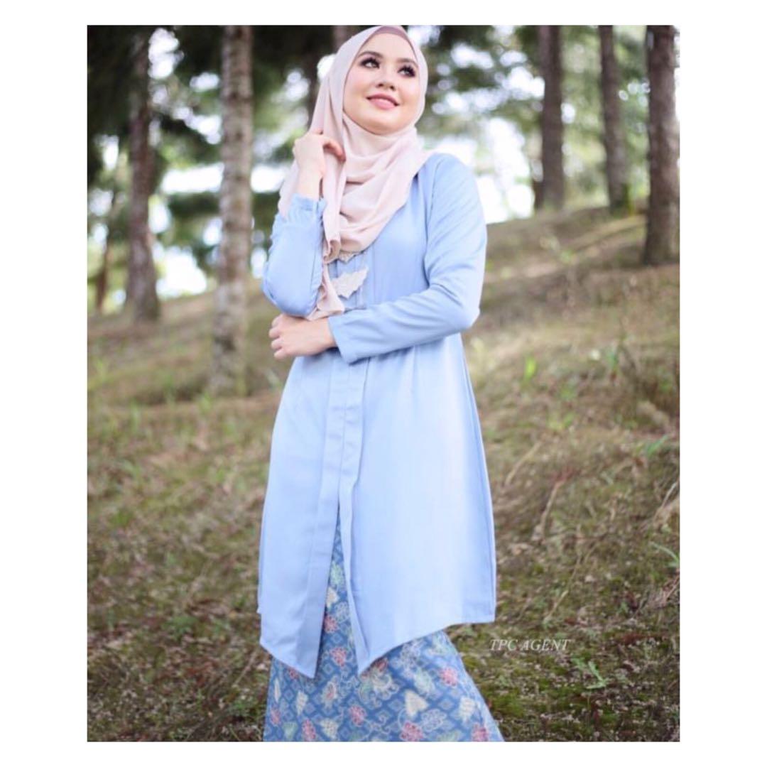 Baju Kebaya In Light Blue Grey Women S Fashion Dresses Sets Traditional Ethnic Wear On Carousell